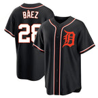 Detroit Tigers #28 Javier Baez Player Black FEDASGOGE Fashion Out Home Game Stitched Jerseys