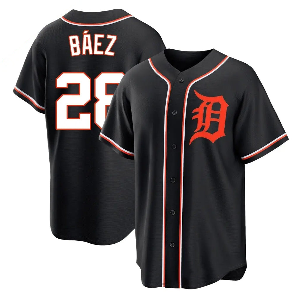 Detroit Tigers #28 Javier Baez Player Black FEDASGOGE Fashion Out Home Game Stitched Jerseys
