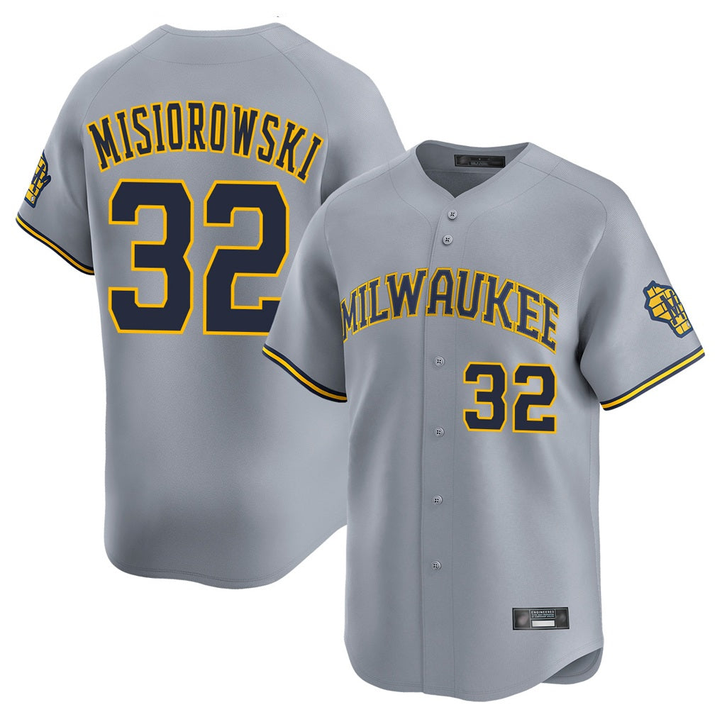 Milwaukee Brewers #32 Jacob Misiorowski Player Gray FEDASGOGE Home Limited Stitched Jerseys