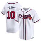 Atlanta Braves #10 Chipper Jones Player White FEDASGOGE Limited Home Game Stitched Jerseys