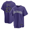 Colorado Rockies #27 Jordan Beck Player Purple FEDASGOGE Game Home Stitched Jerseys