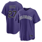 Colorado Rockies #27 Jordan Beck Player Purple FEDASGOGE Game Home Stitched Jerseys