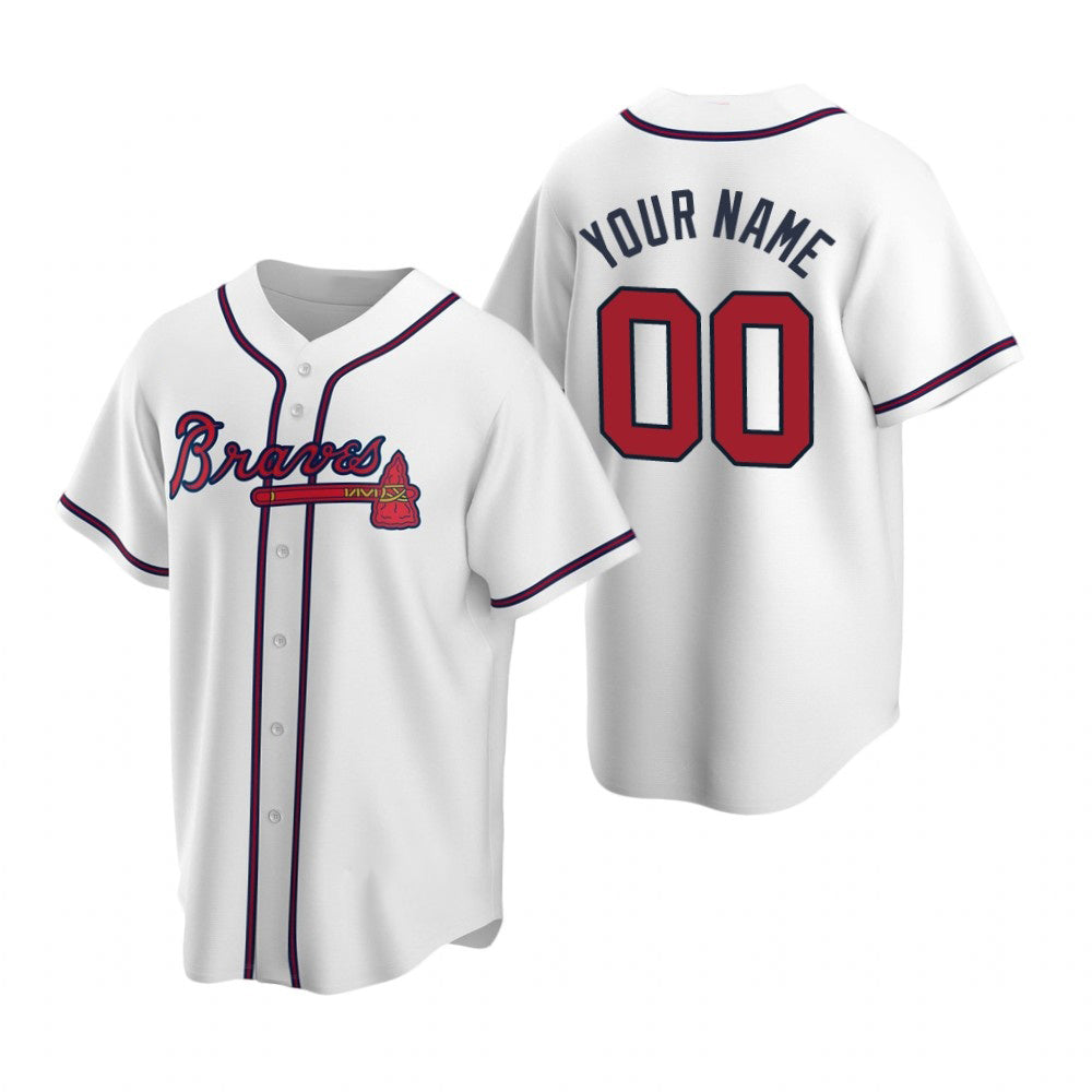 Custom Atlanta Braves White FEDASGOGE 2020 Stitched Cool Base Home Jersey