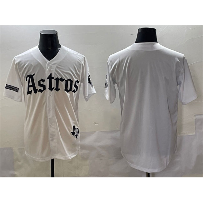 Houston Astros Blank White FEDASGOGE Gothic 'Houston Born Barrio Raised' Limited Stitched Jersey
