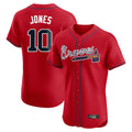 Atlanta Braves #10 Chipper Jones Player Red FEDASGOGE Limited Elite Home Game Stitched Jerseys
