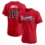 Atlanta Braves #10 Chipper Jones Player Red FEDASGOGE Limited Elite Home Game Stitched Jerseys