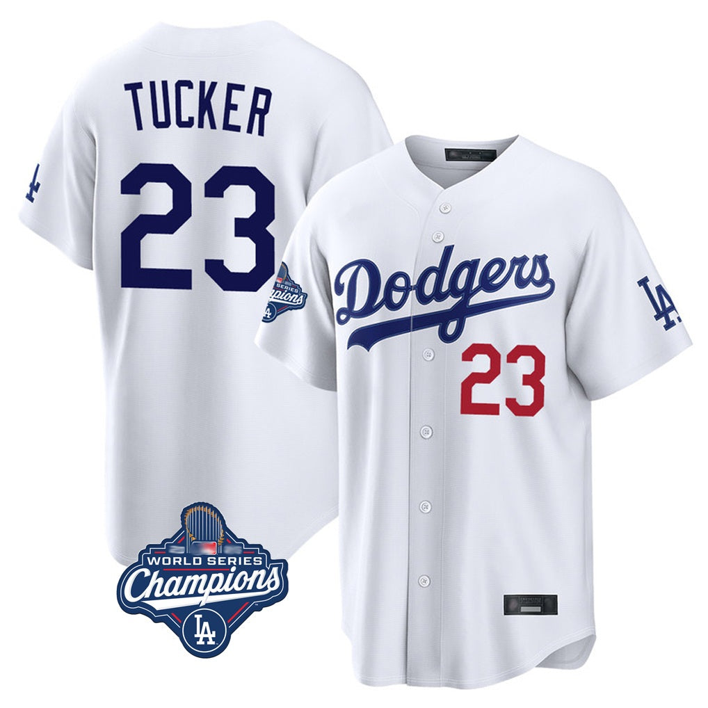 Los Angeles Dodgers #23 Kyle Tucker Player White FEDASGOGE World Series Meet Home Game Stitched Jerseys