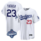 Los Angeles Dodgers #23 Kyle Tucker Player White FEDASGOGE World Series Meet Home Game Stitched Jerseys