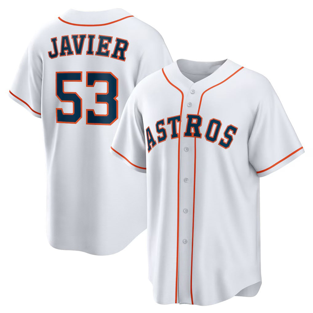 Houston Astros #53 Cristian Javier White FEDASGOGE Home Replica Jersey