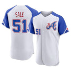 Atlanta Braves #51 Chris Sale Player White FEDASGOGE City Connect Limited Elite Home Game Stitched Jerseys
