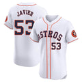 Houston Astros #53 Cristian Javier Player White FEDASGOGE Limited Elite Home Stitched Jerseys