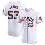 Houston Astros #53 Cristian Javier Player White FEDASGOGE Limited Elite Home Stitched Jerseys