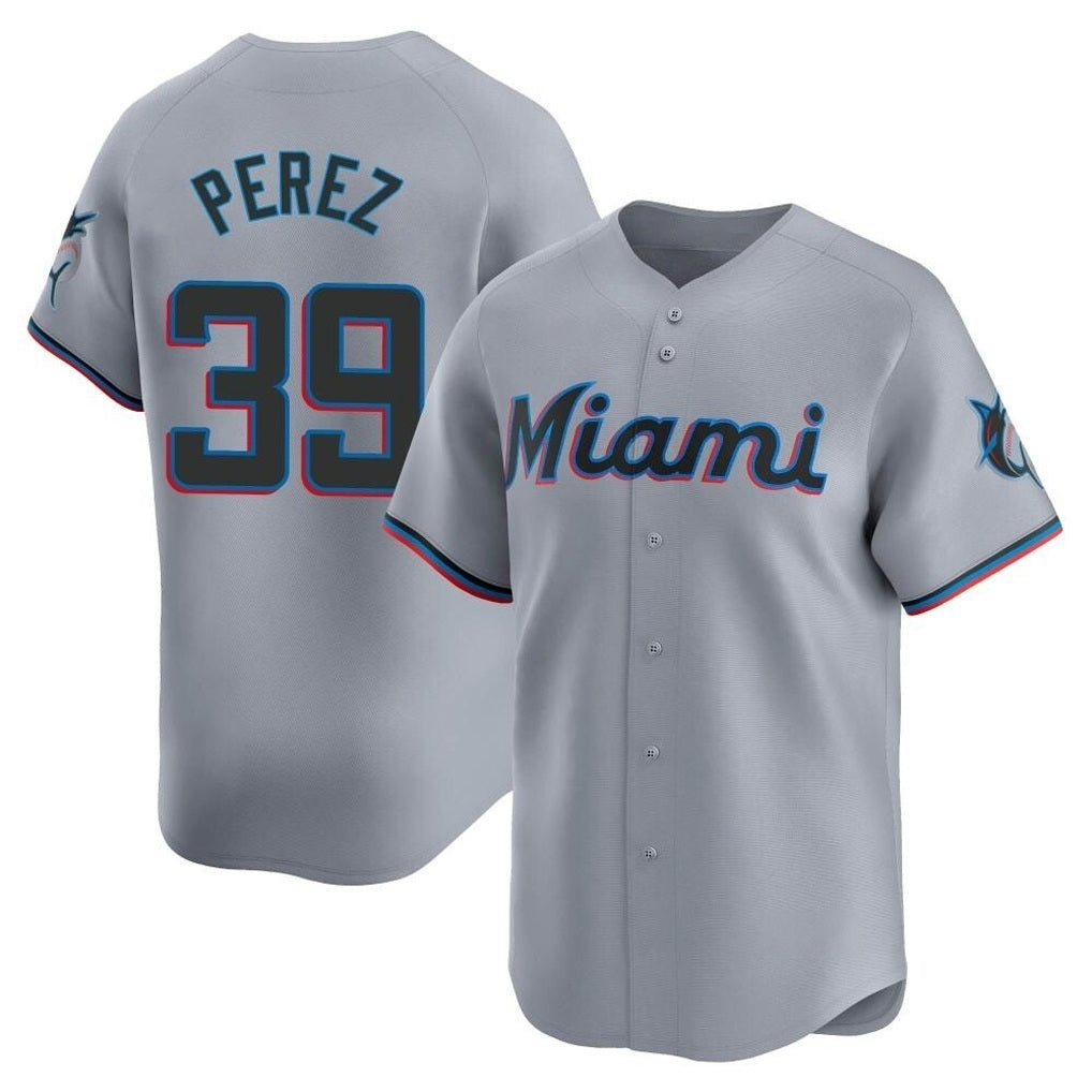 Miami Marlins #39 Eury Perez Player Gray FEDASGOGE Home Limited Stitched Jerseys