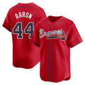 Atlanta Braves #44 Hank Aaron Player Red FEDASGOGE Limited Home Game Stitched Jerseys