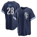 Kansas City Royals #28 Kyle Isbel Player Navy FEDASGOGE City Connect Home Game Stitched Jerseys