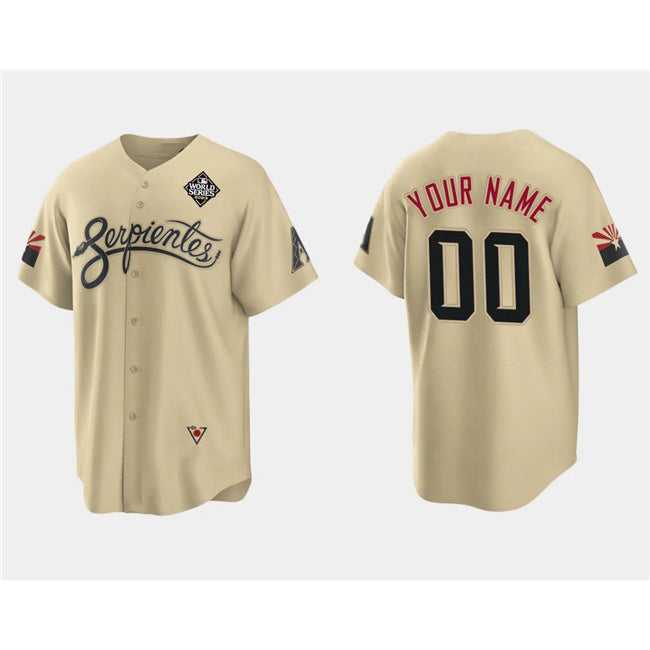 Custom Arizona Diamondbacks Active Player Gold FEDASGOGE 2023 World Series City Connect Cool Base Stitched Jersey
