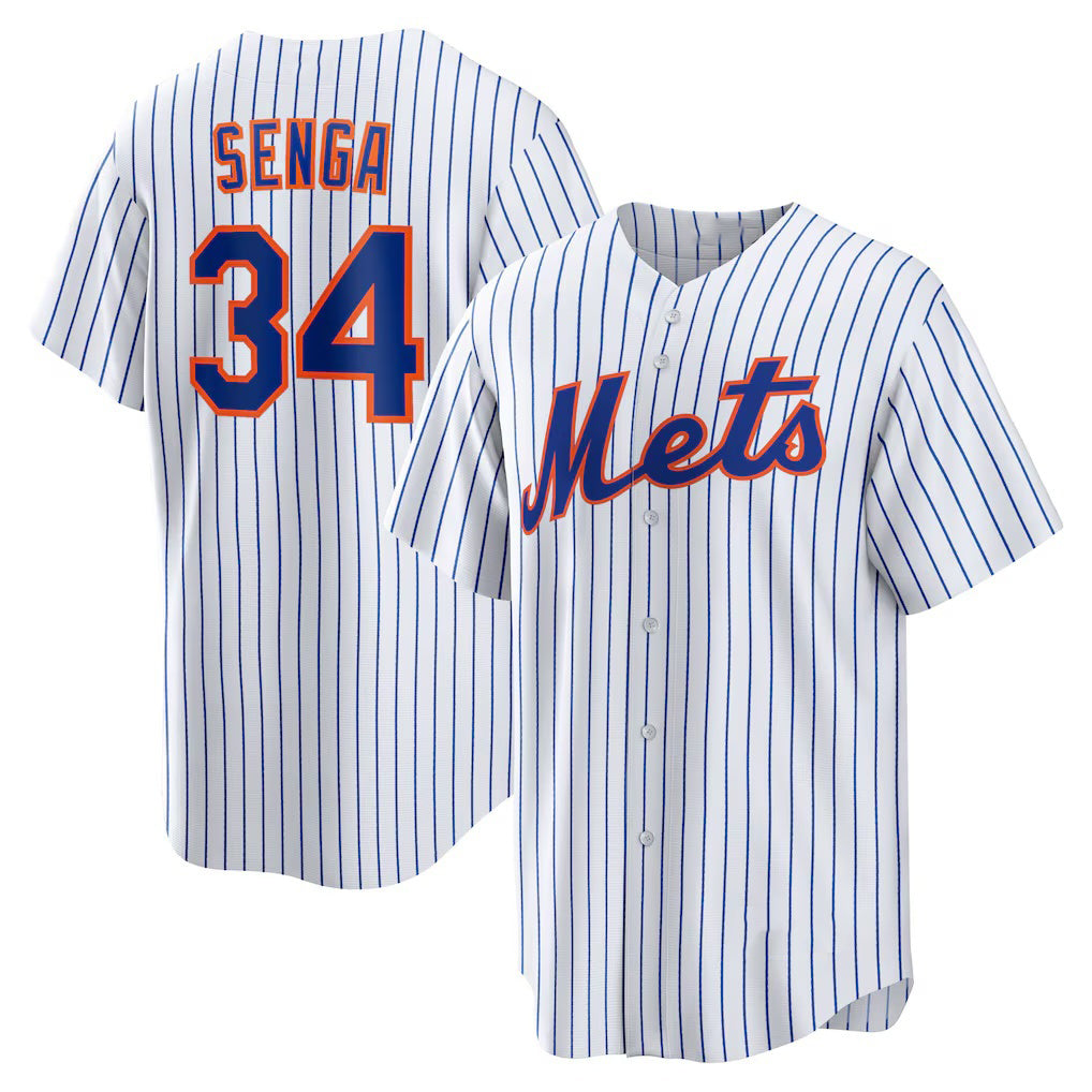 New York Mets #34 Kodai Senga White-Royal FEDASGOGE Home Replica Player Jersey