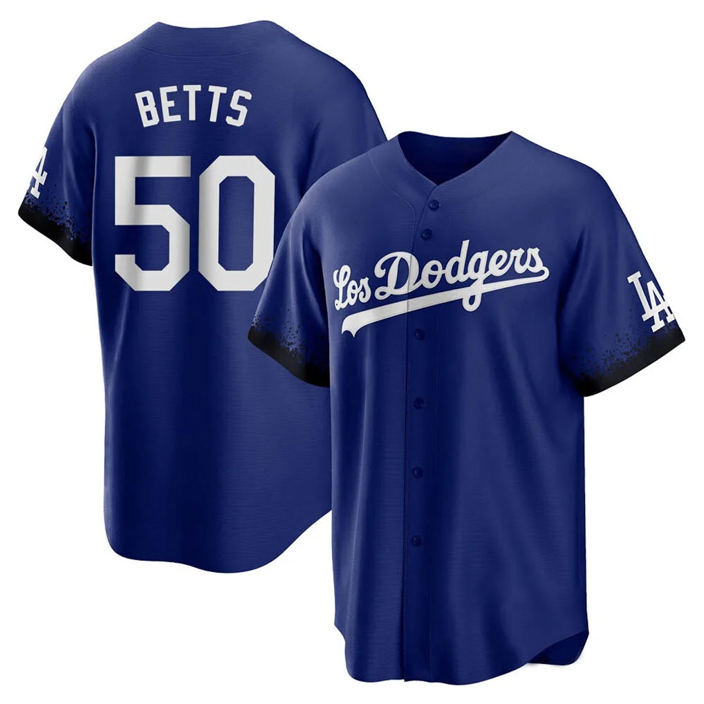Los Angeles Dodgers #50 Mookie Betts Player Royal FEDASGOGE City Connect Home Game Stitched Jerseys