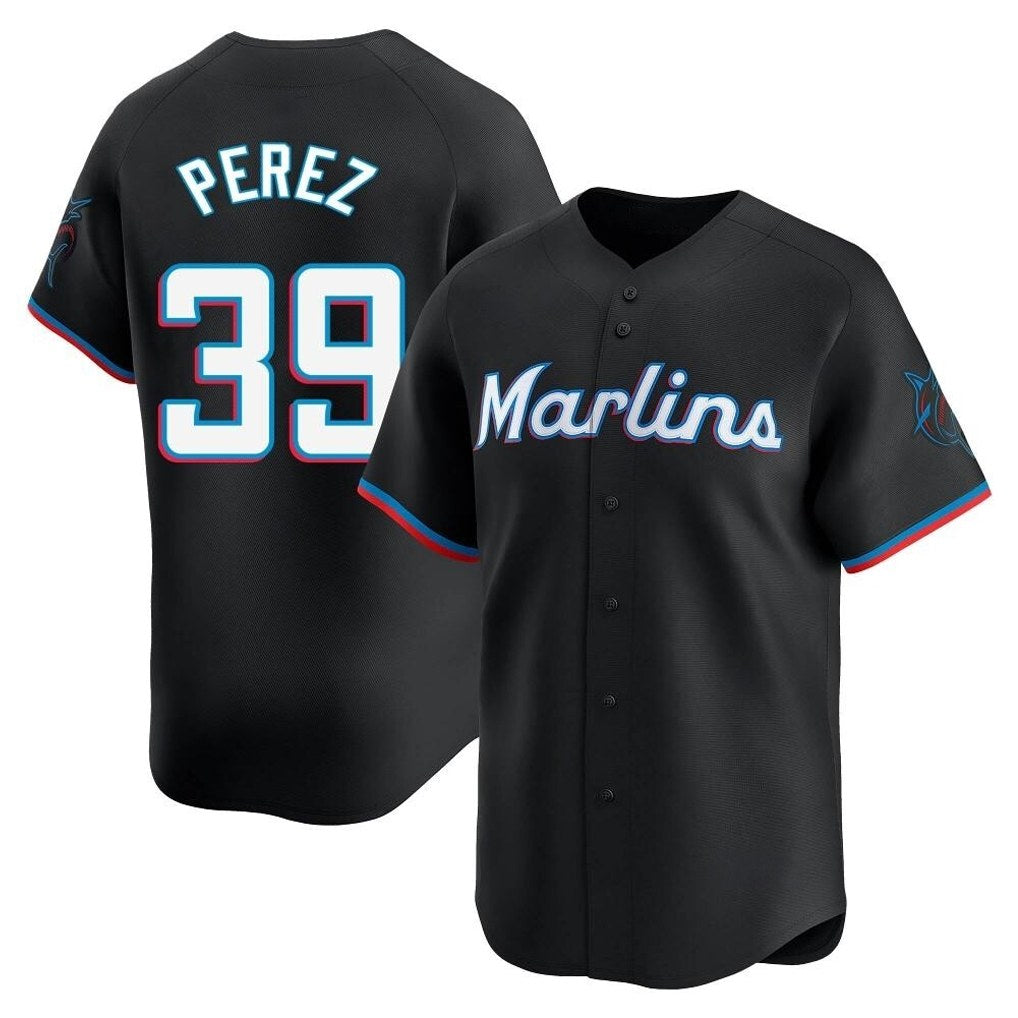 Miami Marlins #39 Eury Perez Player Black FEDASGOGE Home Limited Stitched Jerseys