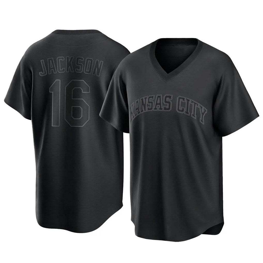 Kansas City Royals #16 Bo Jackson Player Black FEDASGOGE Fashion Game Stitched Jerseys