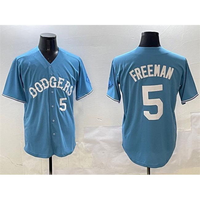Los Angeles Dodgers #5 Freddie Freeman Light Blue FEDASGOGE Limited Stitched Jersey