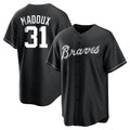 Atlanta Braves #31 Greg Maddux Player Black FEDASGOGE Home Game Stitched Jerseys