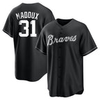 Atlanta Braves #31 Greg Maddux Player Black FEDASGOGE Home Game Stitched Jerseys