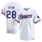 Texas Rangers #28 Jonah Heim White FEDASGOGE Home Limited Player Jersey