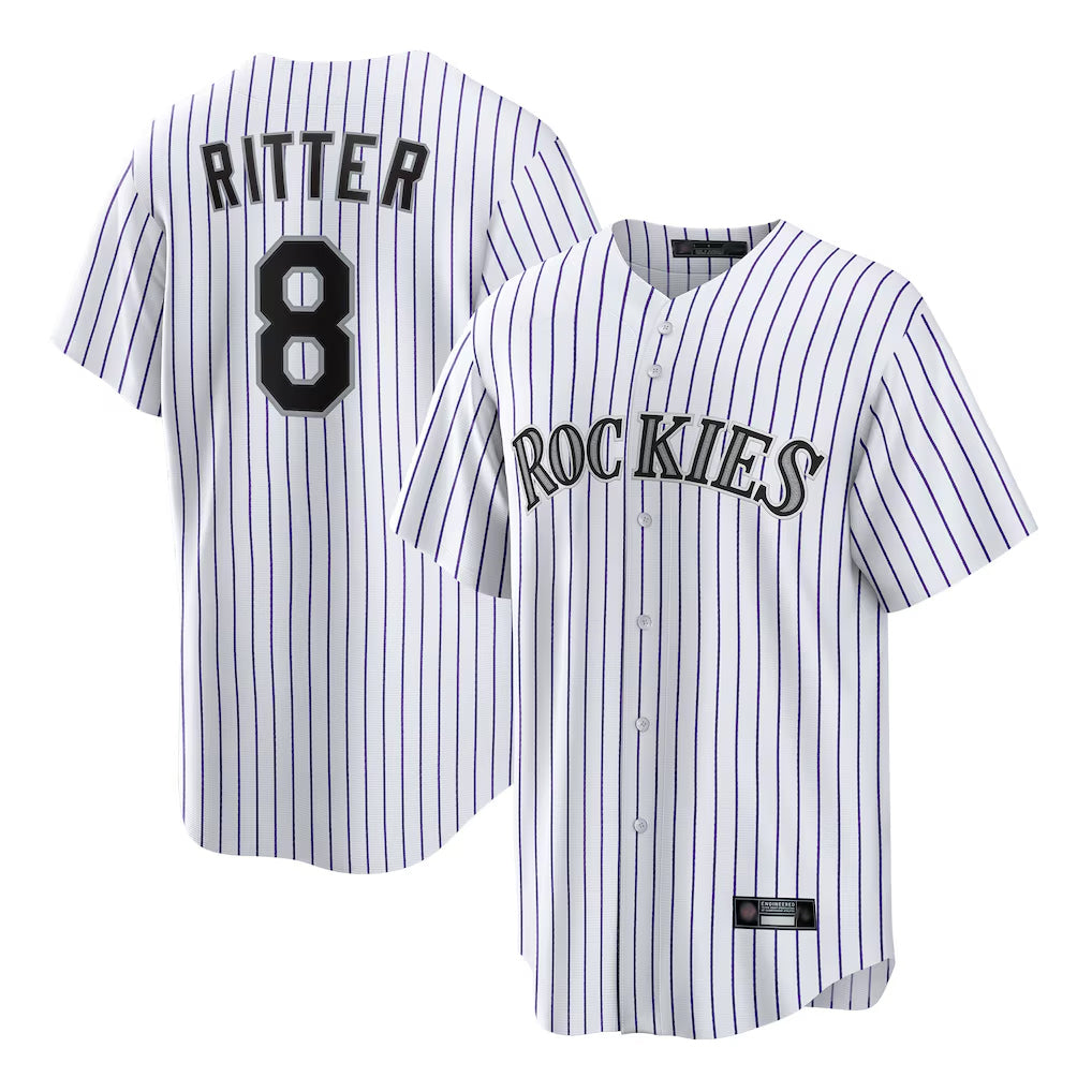 Colorado Rockies #8 Ryan Ritter Player White FEDASGOGE Game Home Stitched Jerseys