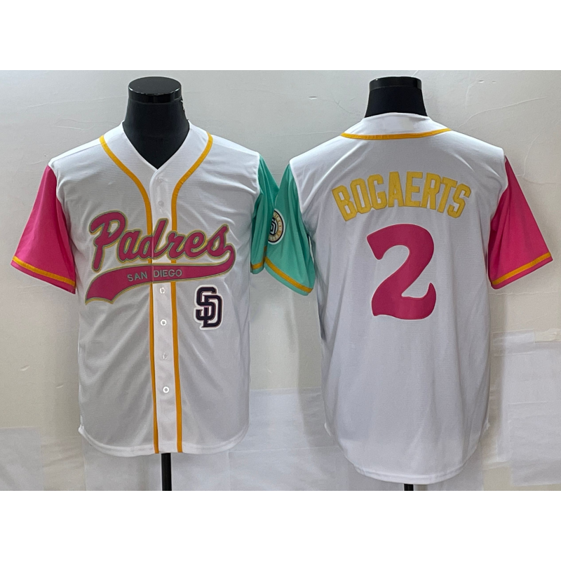 San Diego Padres #2 Xander Bogaerts White FEDASGOGE NEW 2023 City Connect Cool Base Stitched Jersey 4