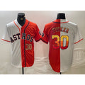 Houston Astros #30 Kyle Tucker White Orange FEDASGOGE Split Stitched Jerseys