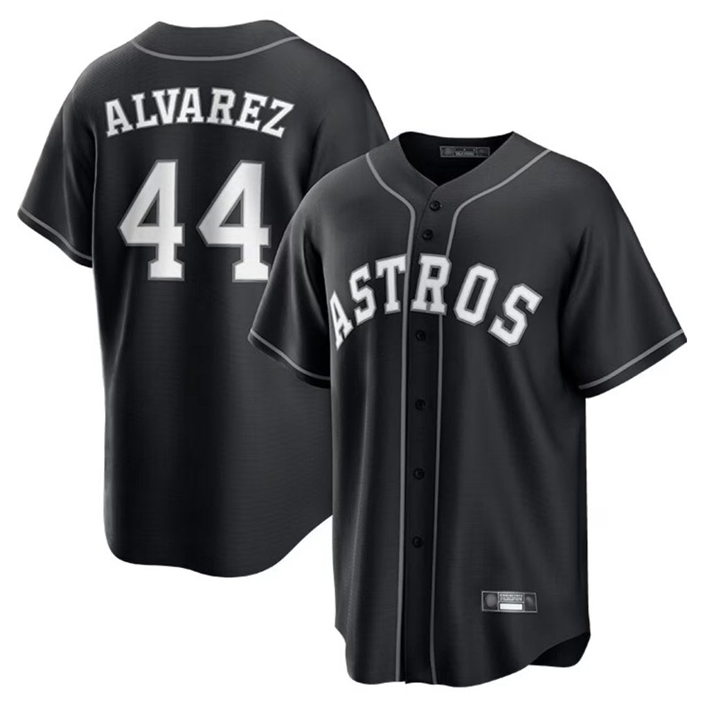 Houston Astros #44 Yordan Alvarez Player Black FEDASGOGE Home Game Stitched Jerseys