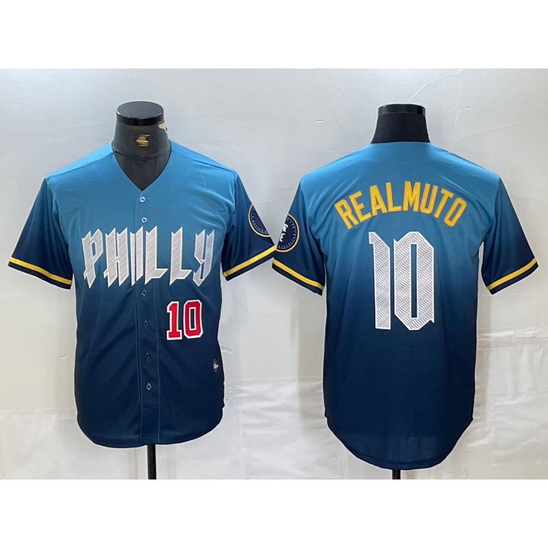 Philadelphia Phillies #10 JT Realmuto Number Blue FEDASGOGE 2024 City Connect Limited Stitched Jerseys