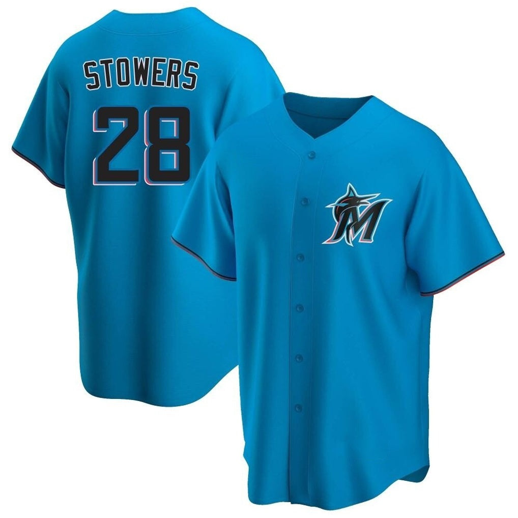 Miami Marlins #28 Kyle Stowers Player Blue FEDASGOGE Home Game Stitched Jerseys