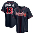 Atlanta Braves #13 Ronald Acuna Jr Player Navy FEDASGOGE Home Game Stitched Jerseys