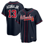 Atlanta Braves #13 Ronald Acuna Jr Player Navy FEDASGOGE Home Game Stitched Jerseys
