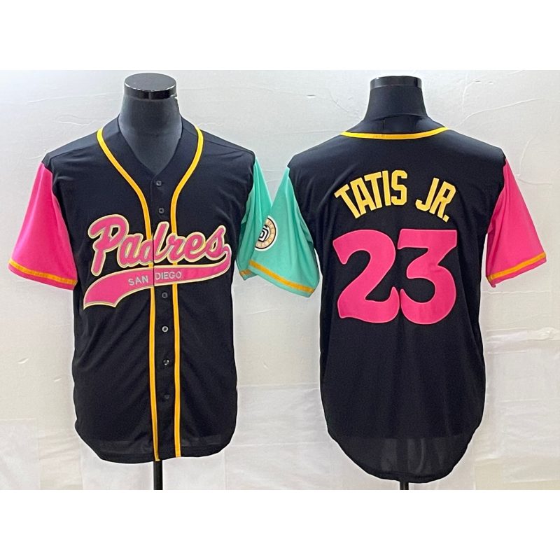 San Diego Padres #23 Fernando Tatis Jr Black FEDASGOGE NEW 2023 City Connect Cool Base Stitched Jersey 2