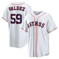 Houston Astros #59 Framber Valdez White FEDASGOGE Home Replica Jersey