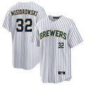 Milwaukee Brewers #32 Jacob Misiorowski Player White FEDASGOGE Stripes Limited Game Home Stitched Jerseys