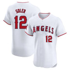Los Angeles Angels #12 Jorge Soler Player White FEDASGOGE Limited Elite Stitched Home Jerseys