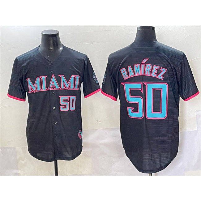 Miami Marlins #50 Agust¨ªn Ram¨ªrez Black FEDASGOGE 2025 City Connect Limited Stitched Jersey