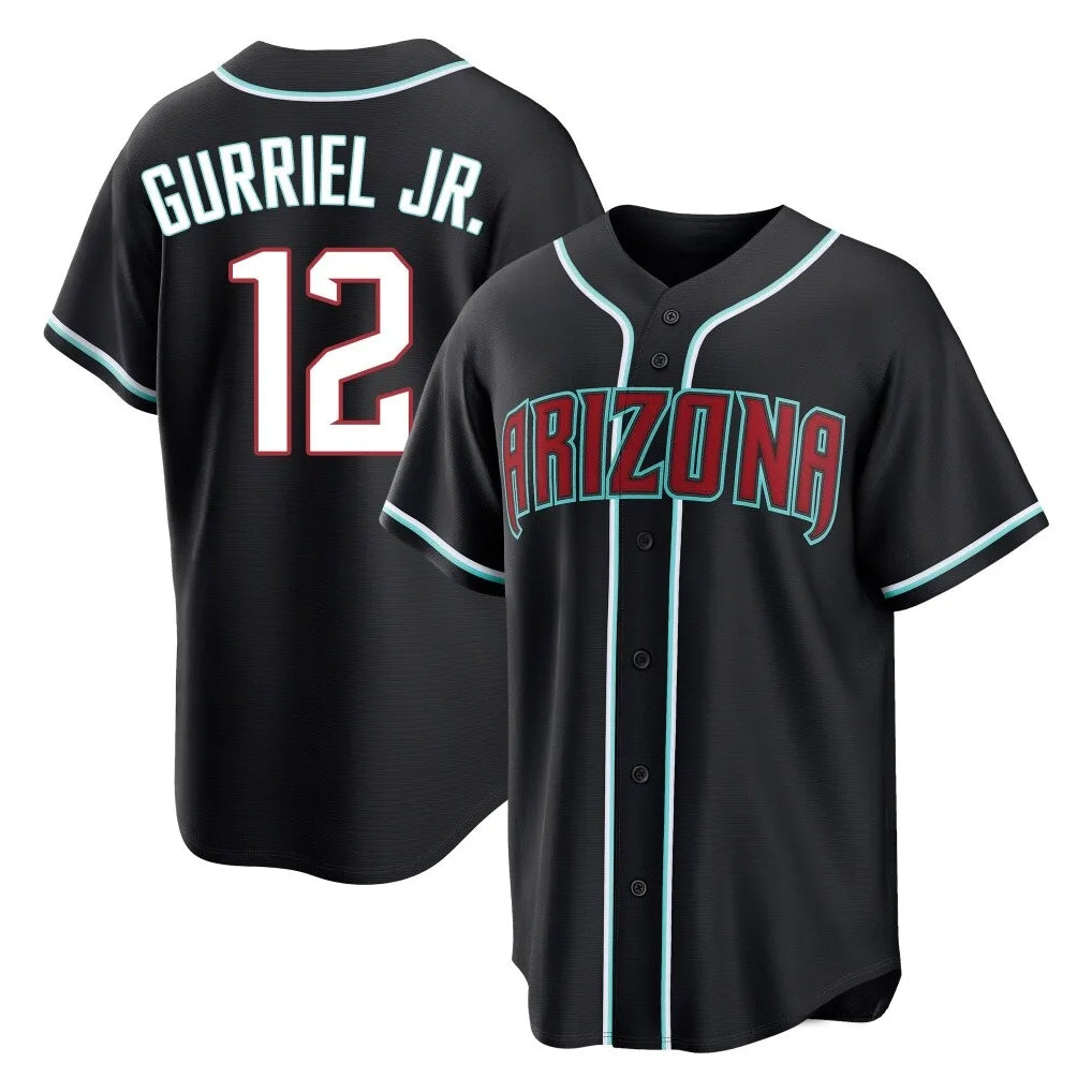 Arizona Diamondbacks #12 Lourdes Gurriel Jr Player Black FEDASGOGE Home Game Stitched Jerseys