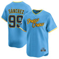 Milwaukee Brewers #99 Gary Sanchez Player Light Blue FEDASGOGE City Connect Home Limited Stitched Jerseys