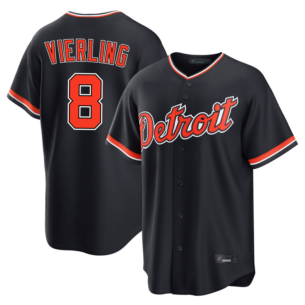 Detroit Tigers #8 Matt Vierling Player Navy FEDASGOGE Home Game Stitched Jerseys