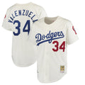 Los Angeles Dodgers #34 Fernando Valenzuela Player Cream FEDASGOGE Throwback Vapor Limited Stitched Jerseys