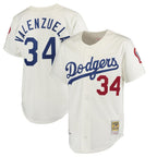 Los Angeles Dodgers #34 Fernando Valenzuela Player Cream FEDASGOGE Throwback Vapor Limited Stitched Jerseys
