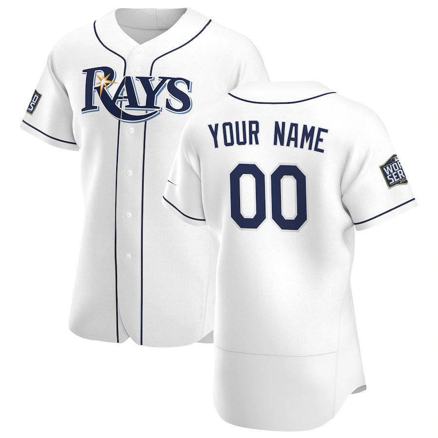 Custom Tampa Bay Rays White FEDASGOGE Home 2020 World Series Bound Authentic Player Jersey