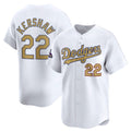 Los Angeles Dodgers #22 Clayton Kershaw White FEDASGOGE 2025 Gold Collection Limited Stitched Jersey