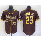 San Diego Padres #23 Fernando Tatis Jr Number Brown FEDASGOGE NEW 2023 Cool Base Stitched Jersey