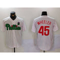 Philadelphia Phillies #45 Zack Wheeler White Green FEDASGOGE Cool Base Stitched Jersey 2